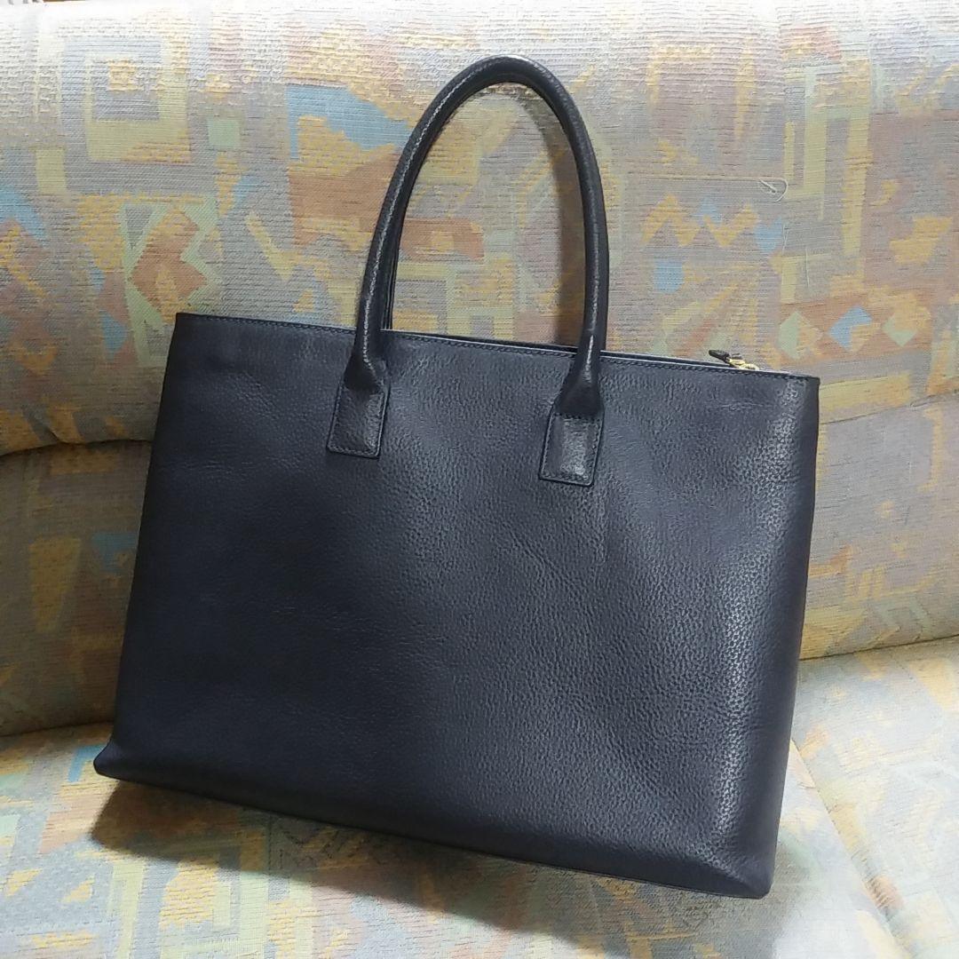美品 HushTug ビジネスバッグ ネイビー モンゴルレザー