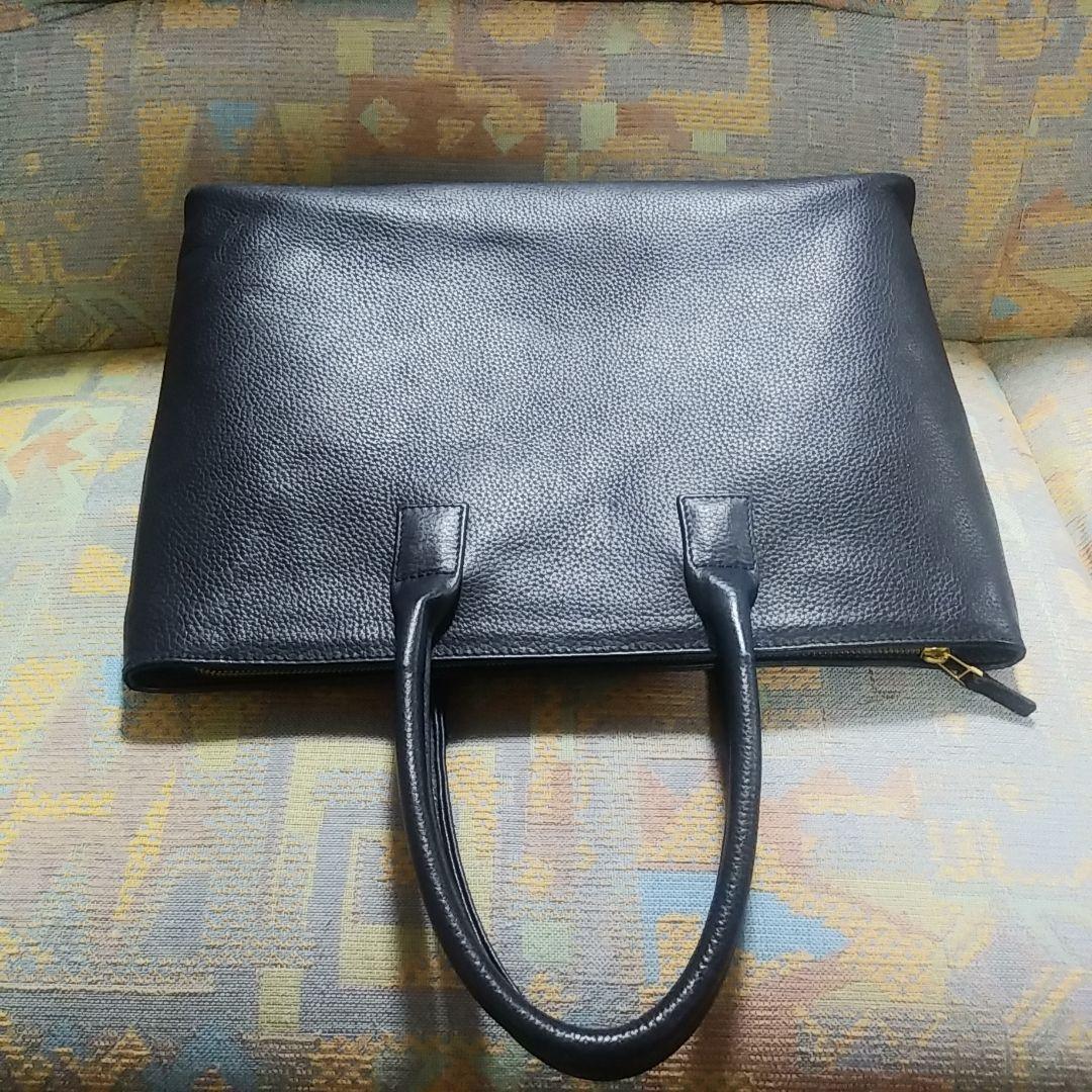 美品 HushTug ビジネスバッグ ネイビー モンゴルレザー