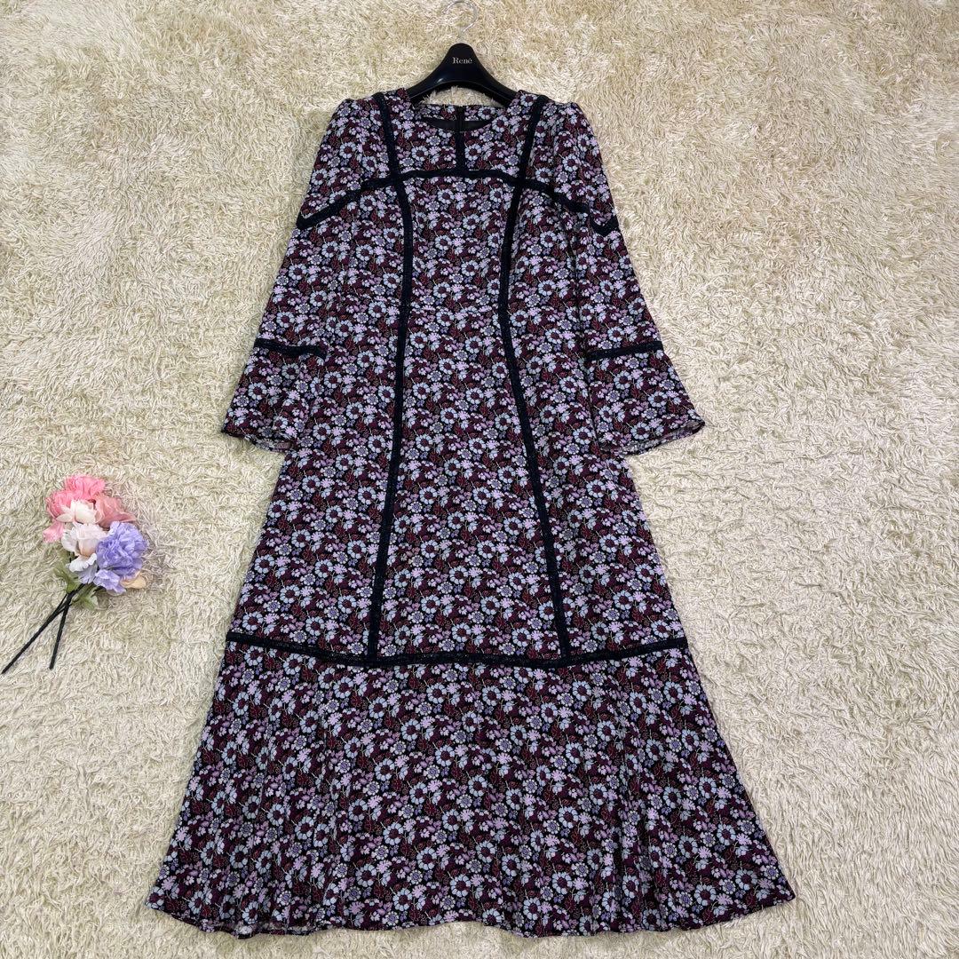 完売品　人気　グレースコンチネンタル　小花パッチレース切替　ロングワンピース