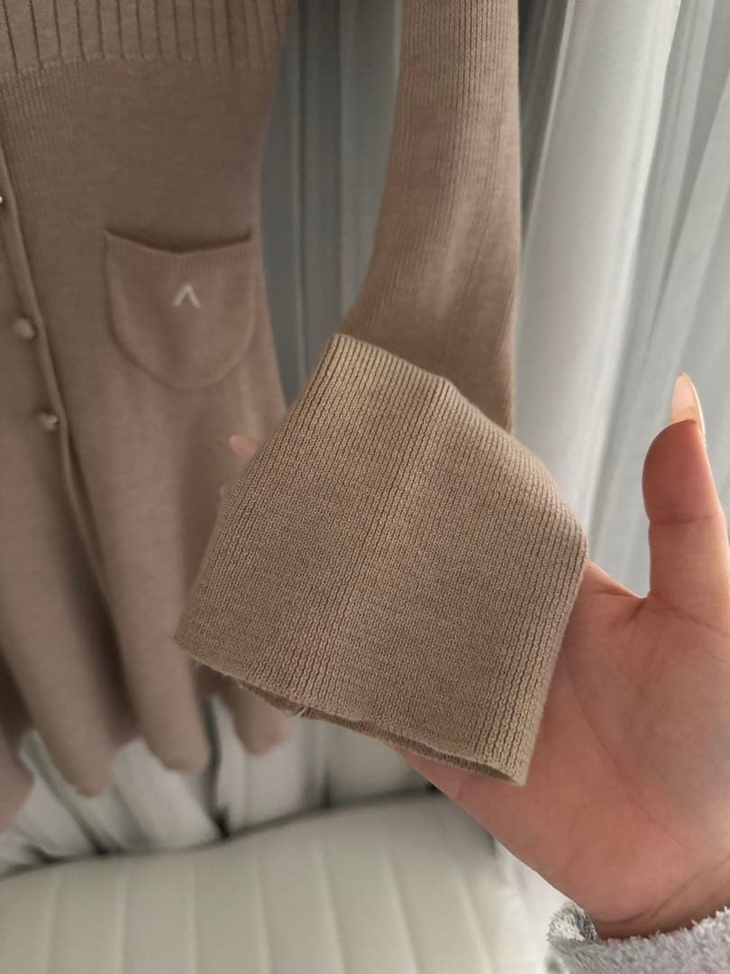 ワンピース andmaryHelen knit flare mini dress beige