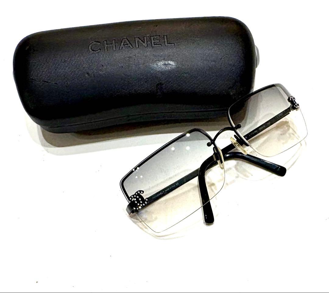 シャネル☆サングラス　ロゴ　ラインストーン　ココマーク　眼鏡4092 リムレス