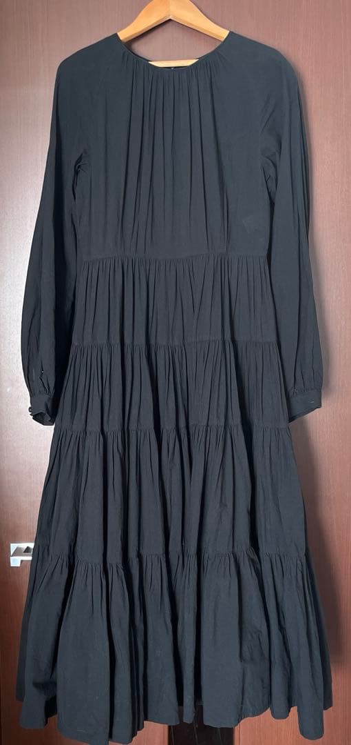 foufou ラグランスリーブティアードワンピース ブラック S