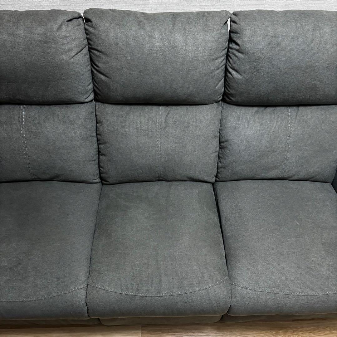 送料無料 ソファ グレー 3人掛け リクライニング 手動 説明書付き 関家具