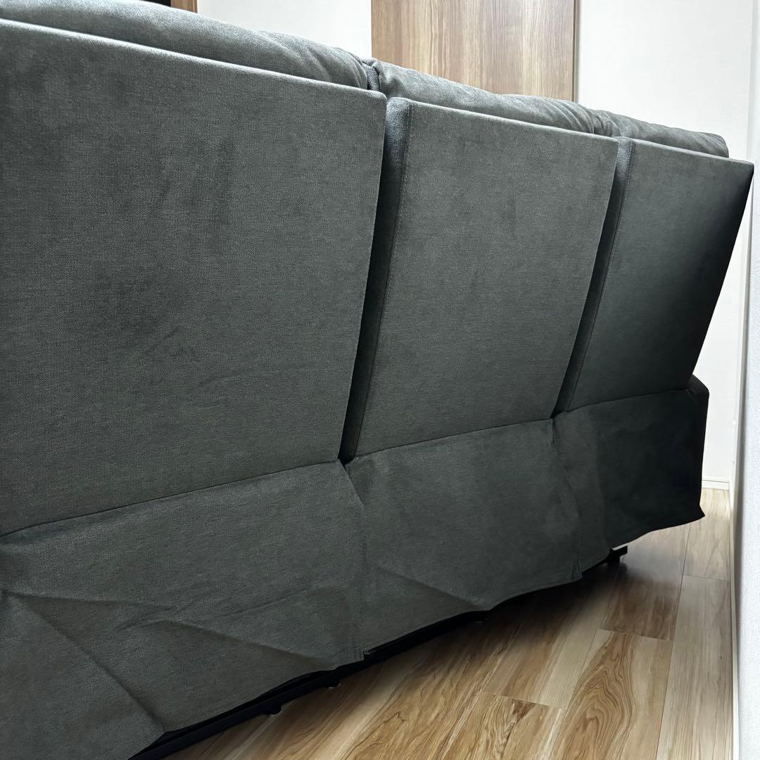 送料無料 ソファ グレー 3人掛け リクライニング 手動 説明書付き 関家具