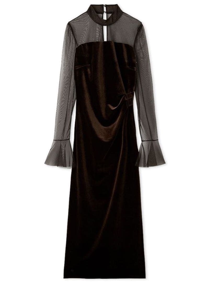 【新品未使用】SNIDEL♡シアードッキングベロアドレス ブラウン 1サイズ