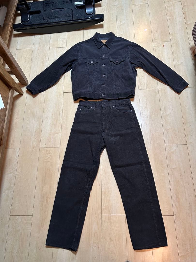 ambiance ダークグレー コーデュロイセットアップbmingbybeams