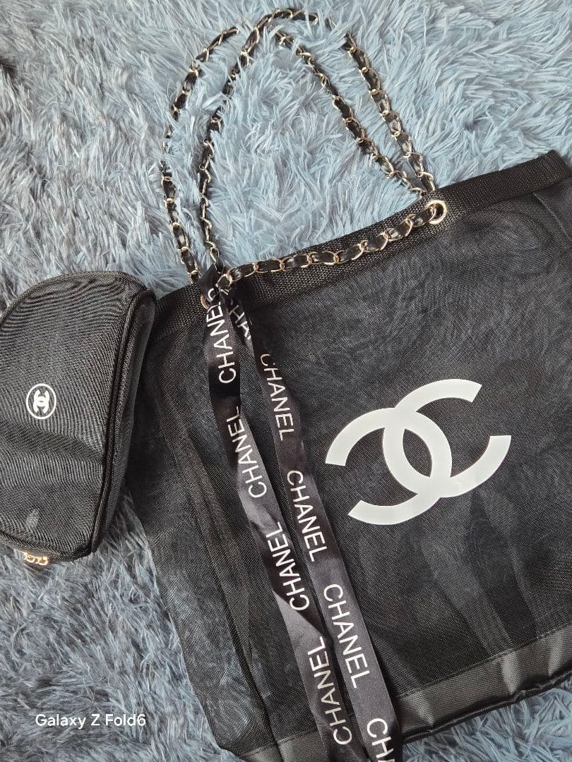 夏*つ様 CHANEL シャネル メッシュ トートバッグ＆ポーチ セット
