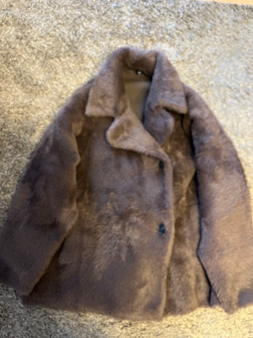 PLST フェザーヤーンニットコート　ブラウン　S