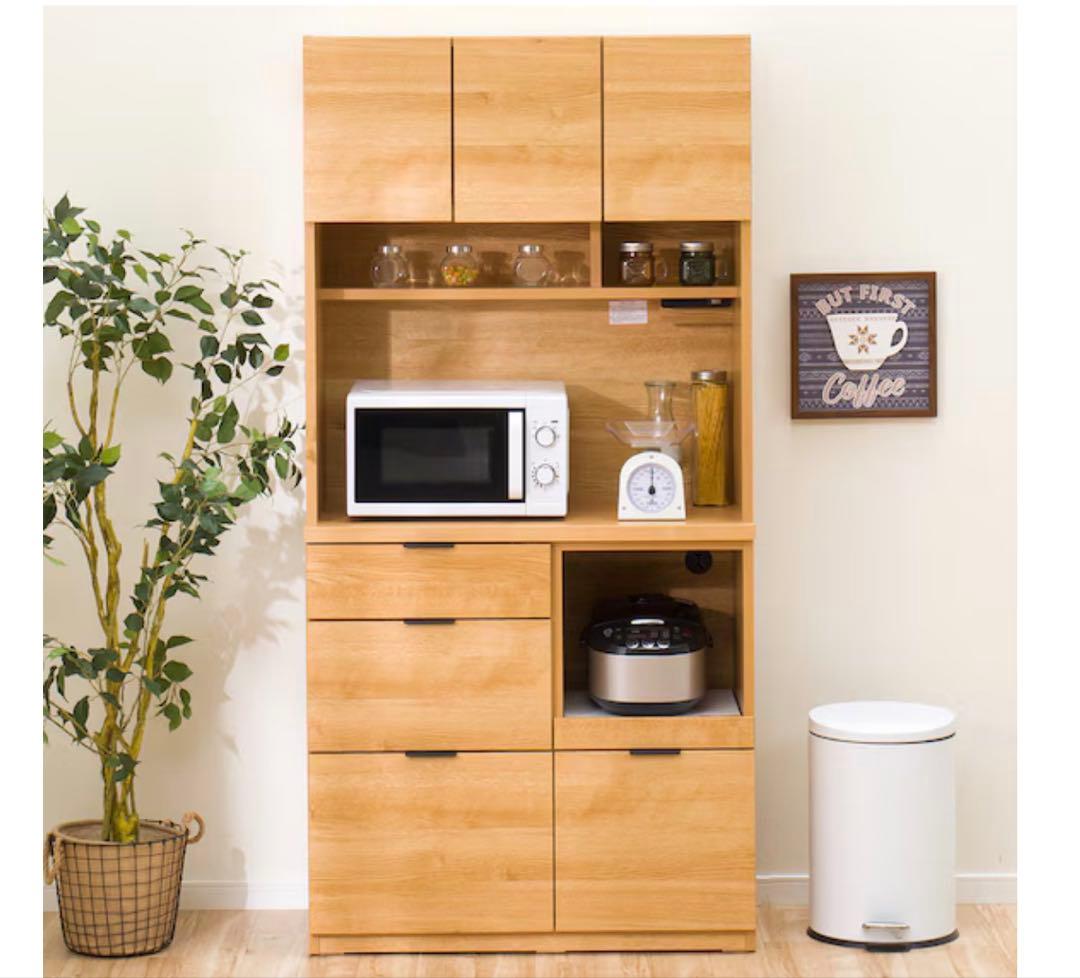 キッチンボード(エトナ90KB LBR) 食器棚　送料込み