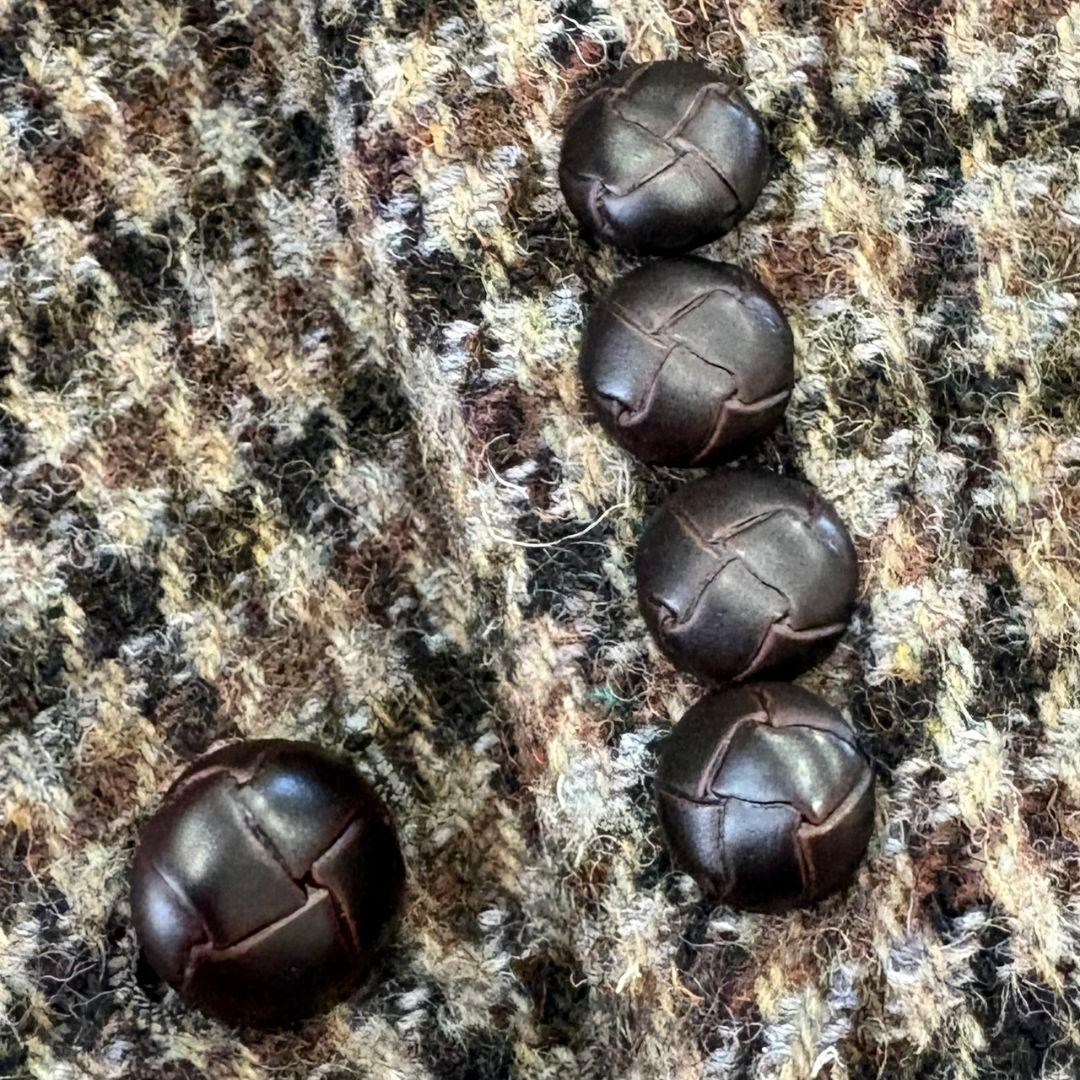 ハリスツイード テーラードジャケット くるみボタン 千鳥格子 ウール XL