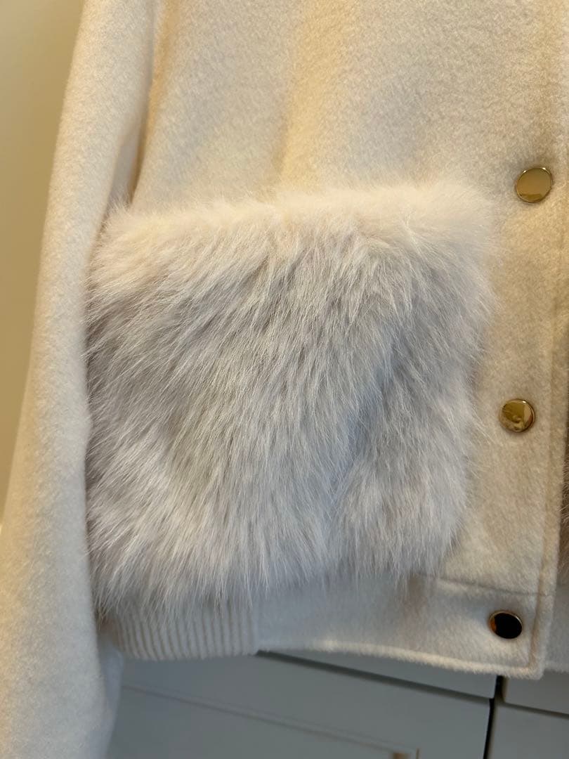 美品 ESMOK エスモーク ファーポケットブルゾン ホワイト