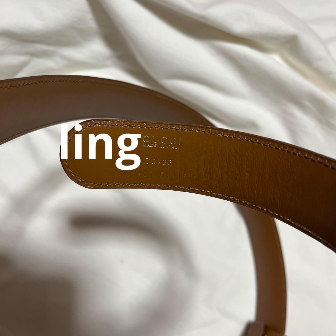 Gucci ブラウンレザーベルト ダブルGロゴ