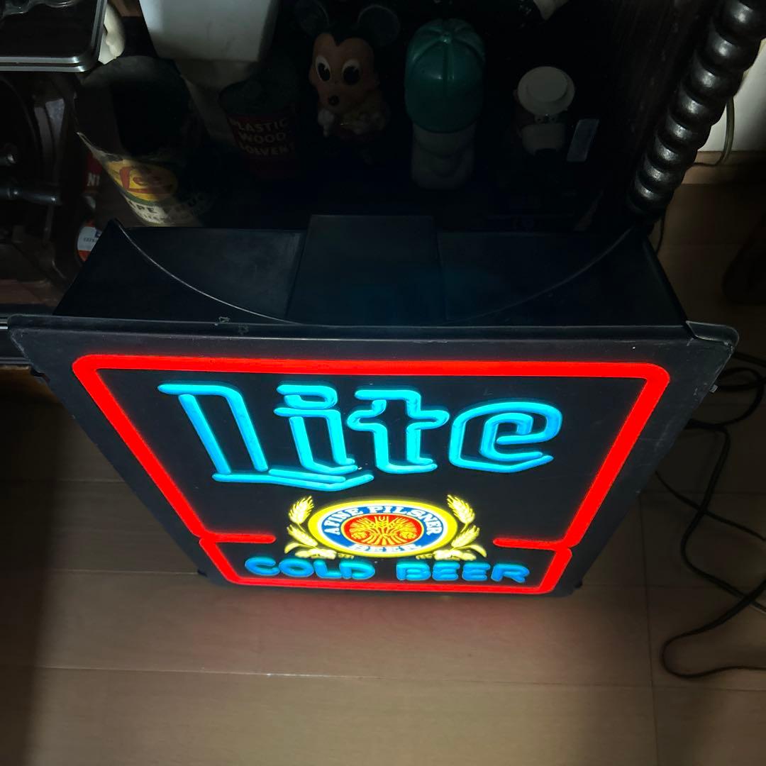 80's ヴィンテージ Miller Lite Beer ライトサイン 看板