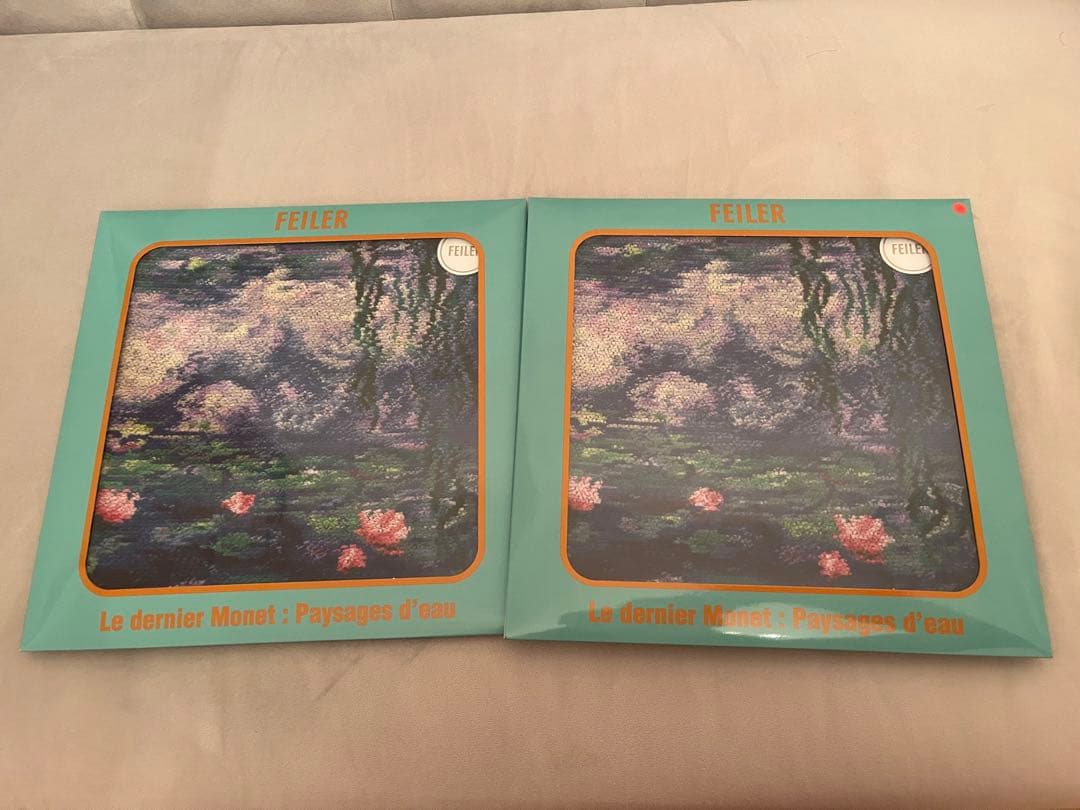 モネ展 2024 睡蓮のとき フェイラー ハンカチ グリーン ピンク２枚セット