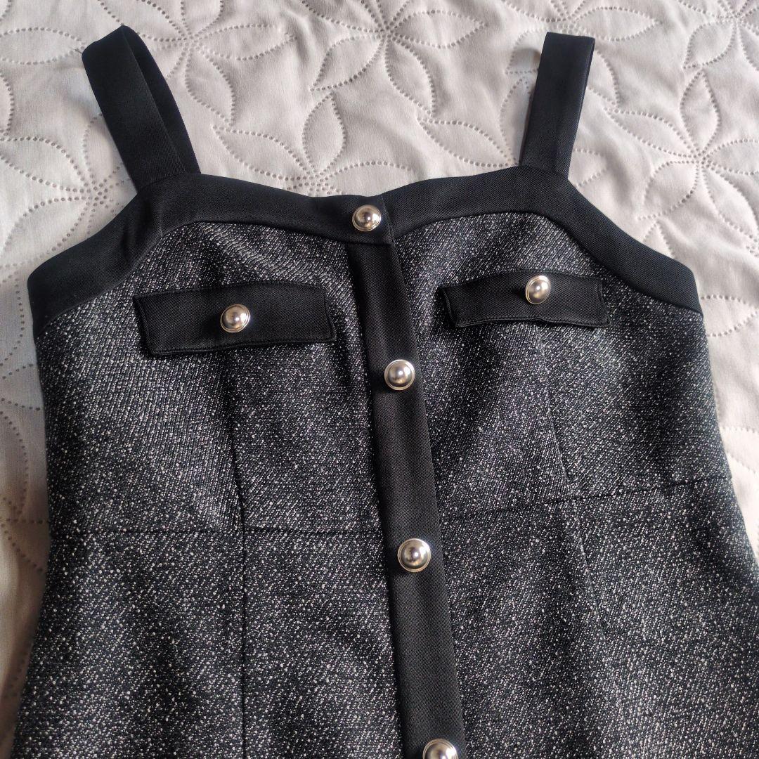 プロポーションボディドレッシング　ツイードロングジャンスカ　グレー×ブラック