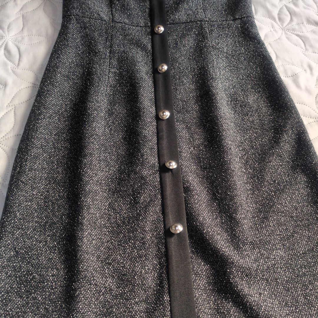 プロポーションボディドレッシング　ツイードロングジャンスカ　グレー×ブラック