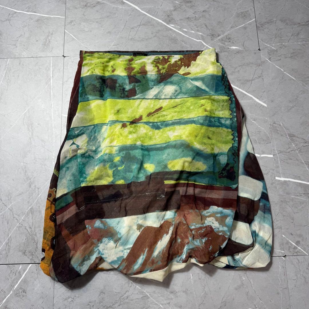 ジャンポールゴルチエ　総柄　パワーネット　スカート　フレア　メッシュ　アーカイブ