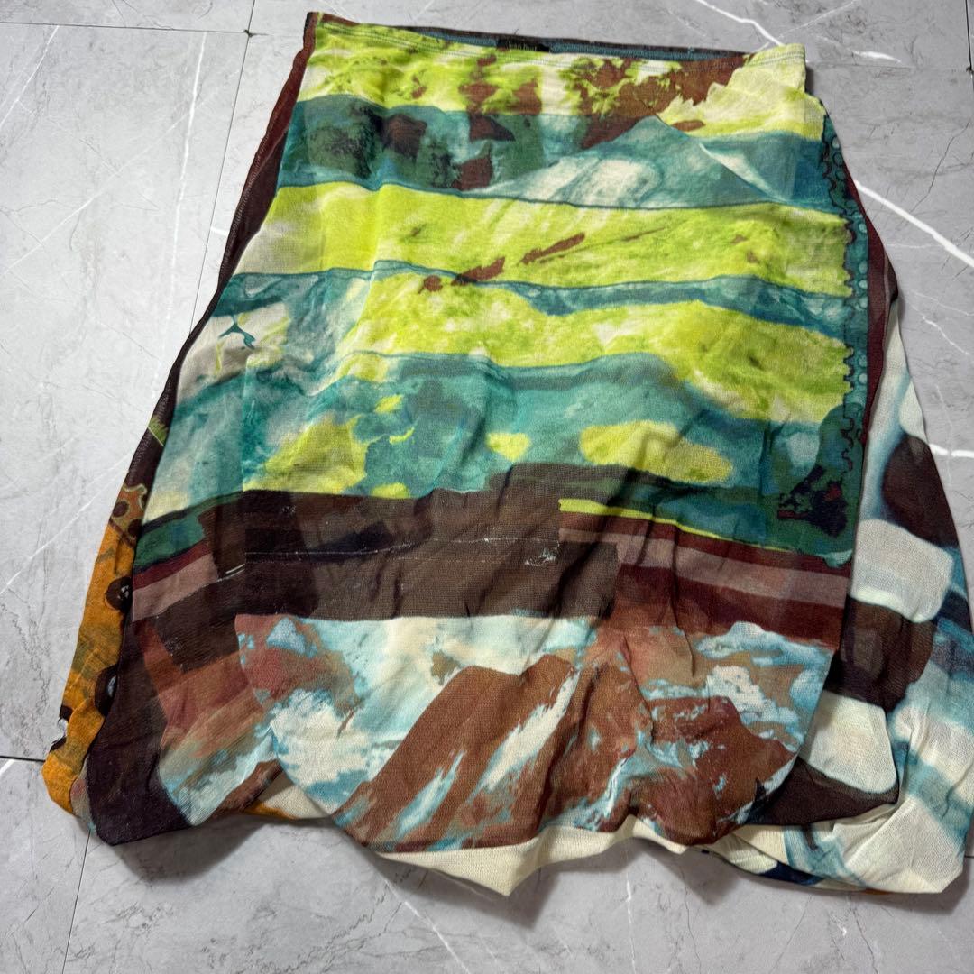 ジャンポールゴルチエ　総柄　パワーネット　スカート　フレア　メッシュ　アーカイブ