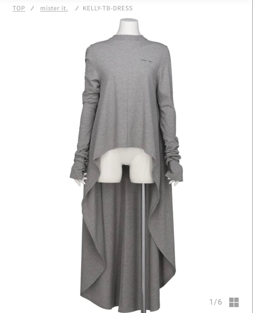 美品ミスターイットグレーkellytbdressロングTシャツ グレー36