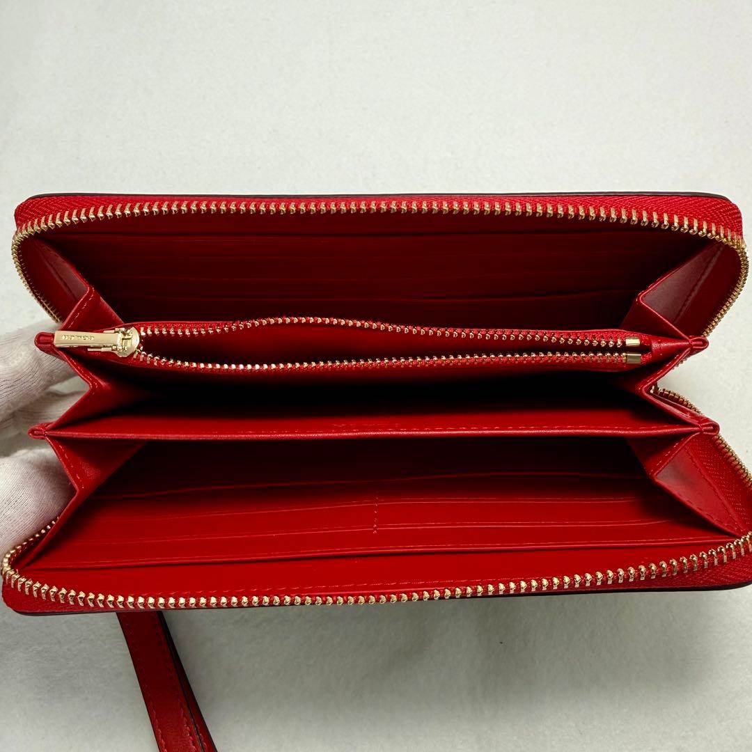 【新品】COACH 長財布 ブラウン/レッド 保存袋付き