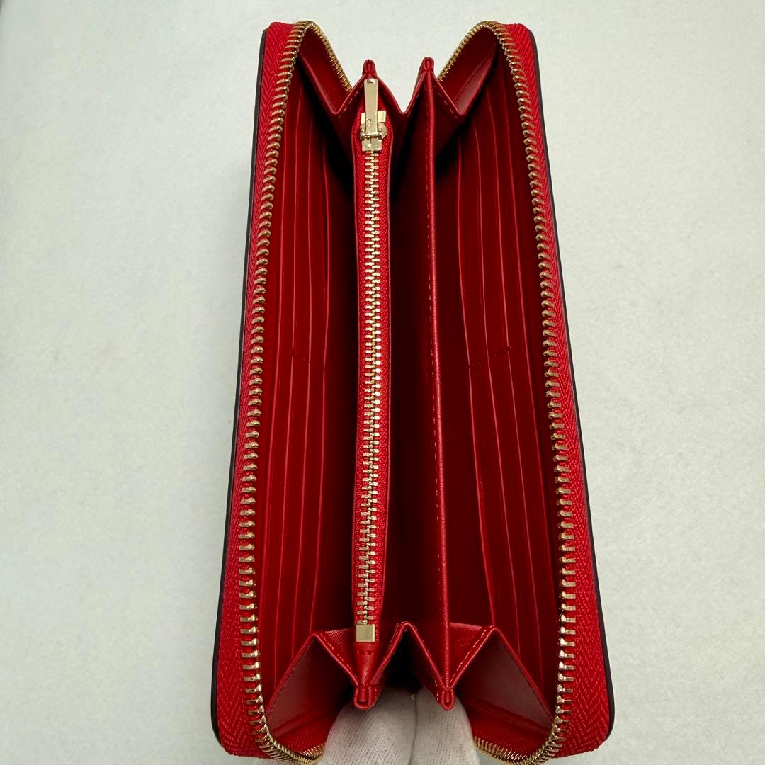 【新品】COACH 長財布 ブラウン/レッド 保存袋付き