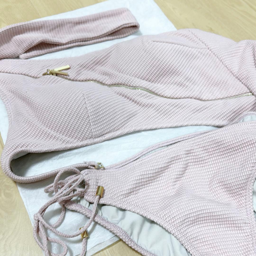 値下げ♡ローブドフルール Waffle weave zip swim wear