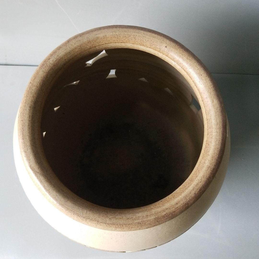 holly 信楽焼傘立て つぼ型帯茶ばら彫 高さ４３cm