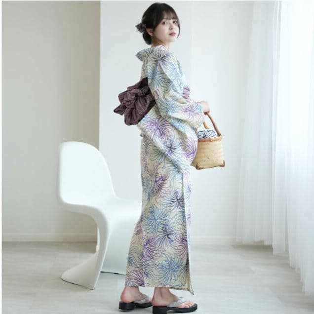 utatatane 花柄 浴衣・帯セット