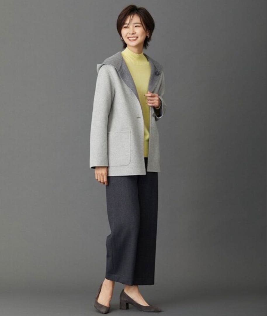 J.PRESSLADIES【リバーシブル】ウールナイロン リバーフーデッドコート