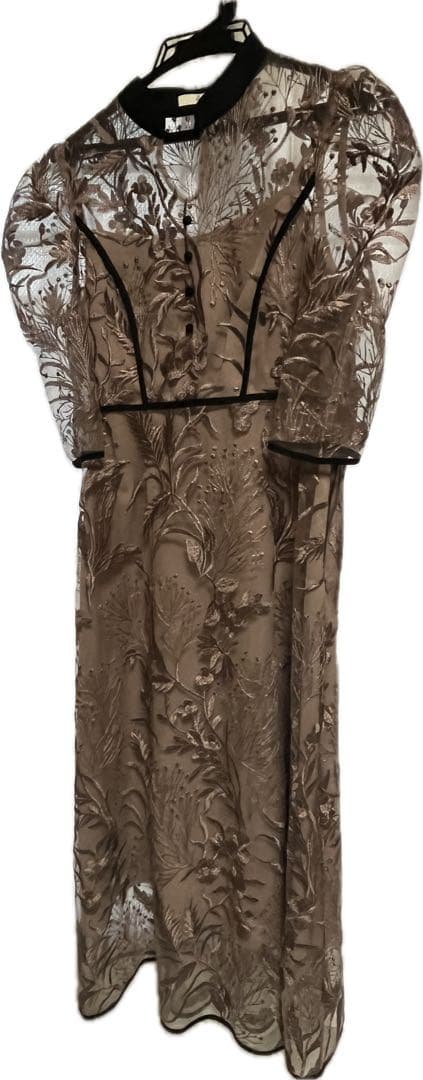 Leja 花柄チュールパフスリーブワンピースオケージョンドレス