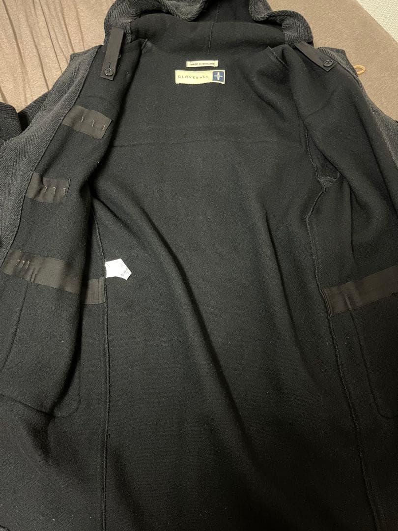美品◎グローバーオール ダッフルコート ヘリンボーン 英国製 L-XL 灰