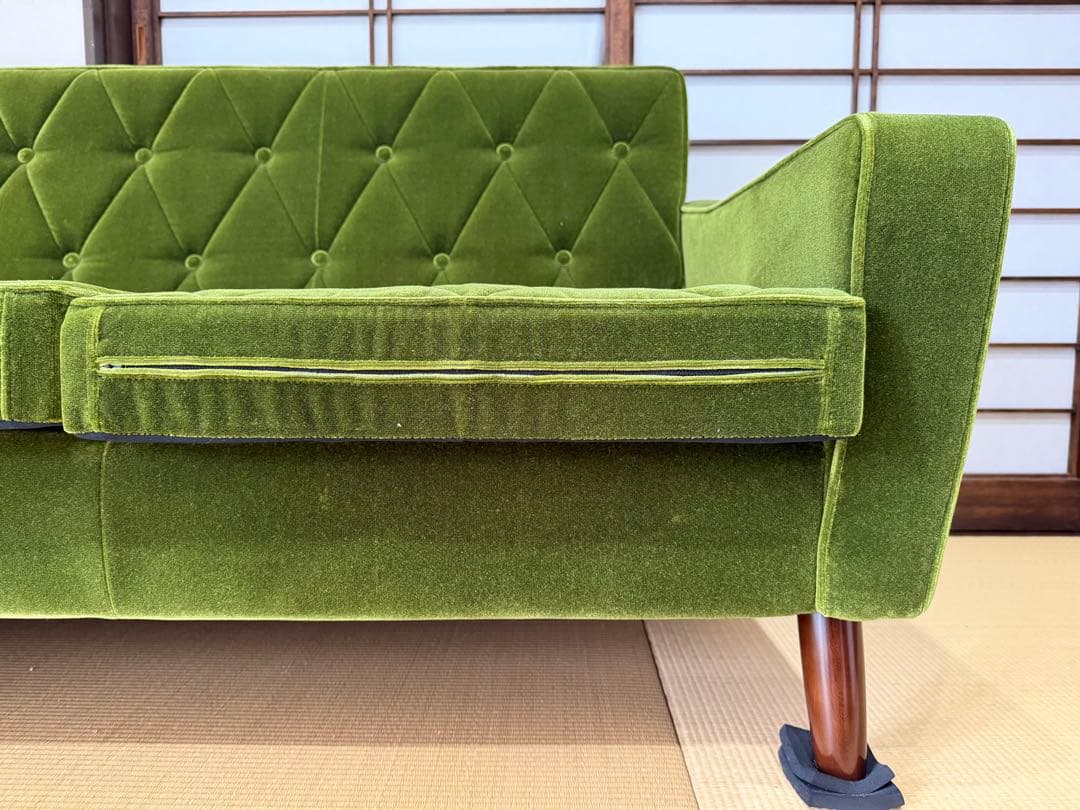 カリモク 60 ロビーチェア3シータ モケットグリーン