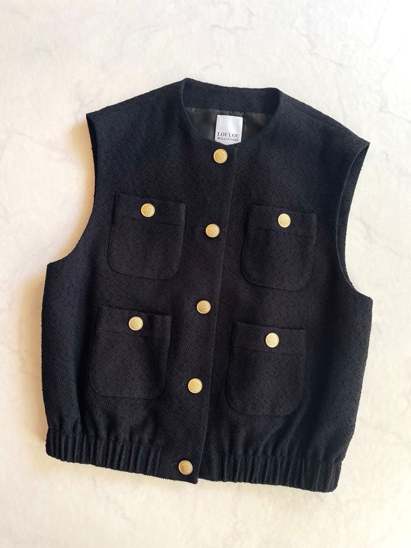 タグ付☆LOULOU WILLOUGHBY ブライトリングツイードジレ 金ボタン