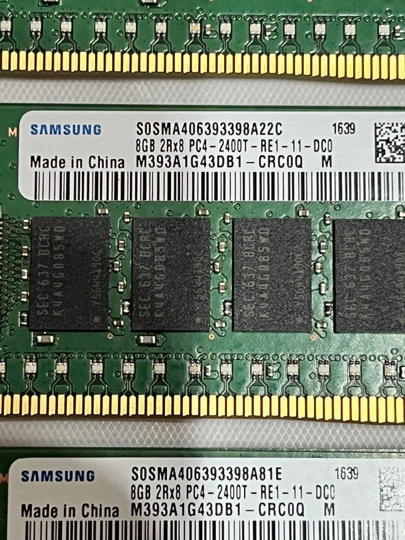 SAMSUNG 8GB 2R×8 PC4-2400T-RE1×16枚