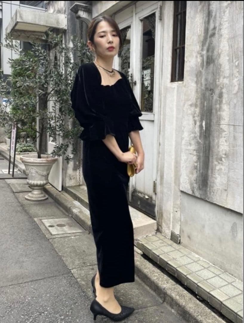 ワンピース AmeriVintage 2WAY CURVE VELOURS DRESS