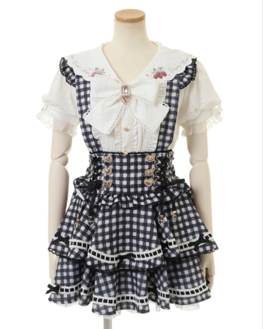 【LIZLISA リズリサ】はしごリボンギンガムティアードスカパン ブラック