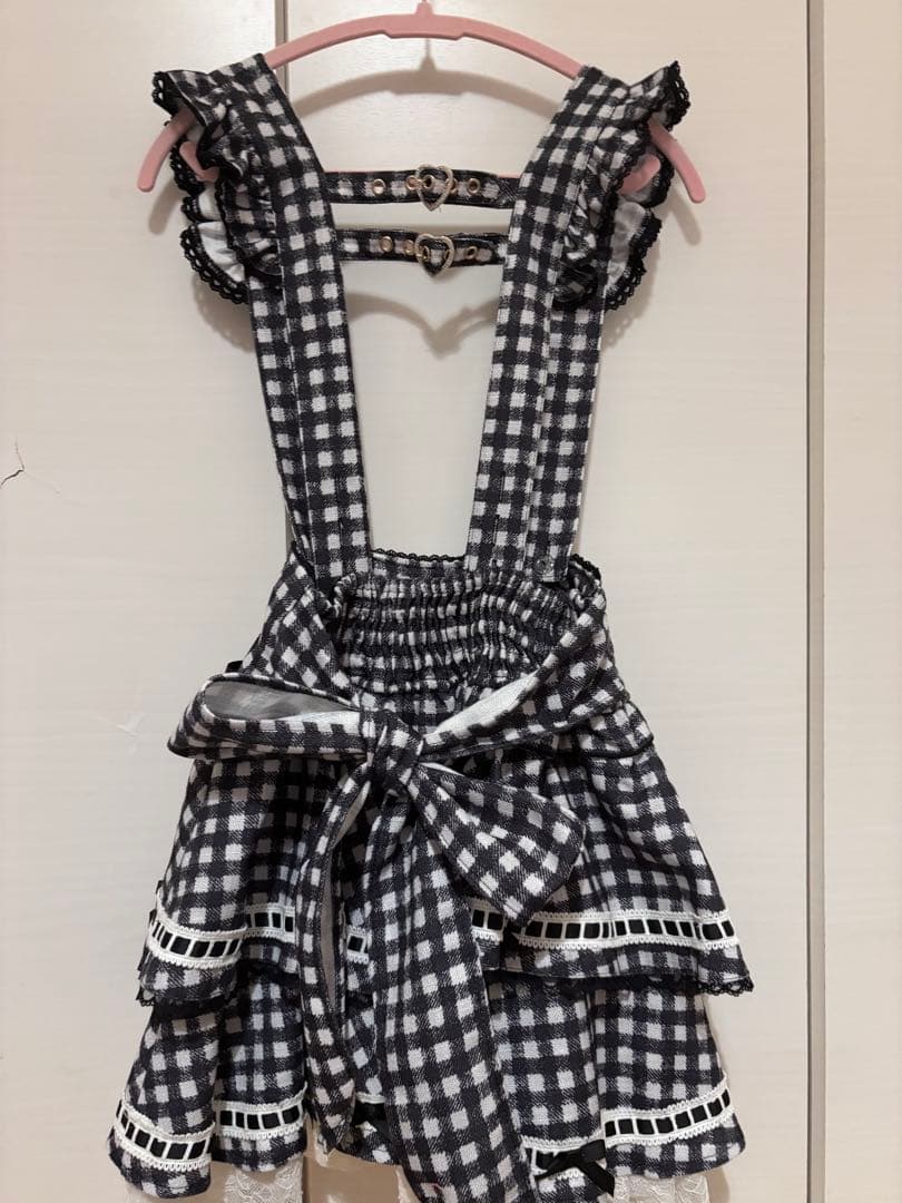 【LIZLISA リズリサ】はしごリボンギンガムティアードスカパン ブラック