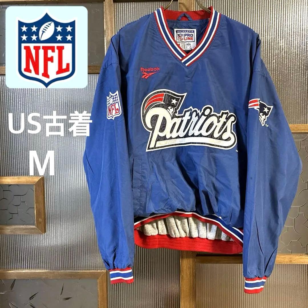 90s US古着　Reebok NFL ナイロンプルオーバー　M 青バック刺繍
