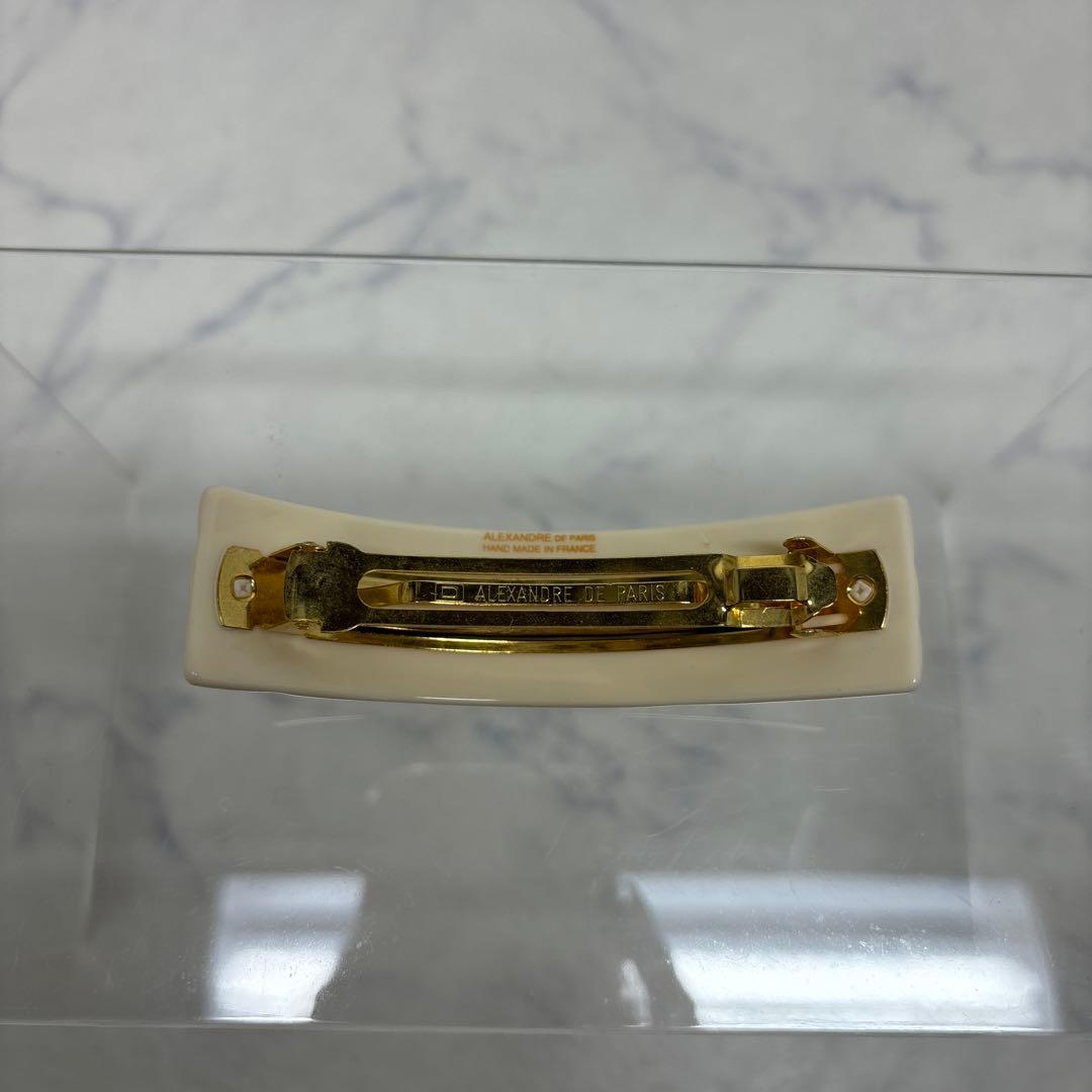 1105 アレクサンドルドゥパリ　バレッタ　ホワイト　傷,汚れあり.