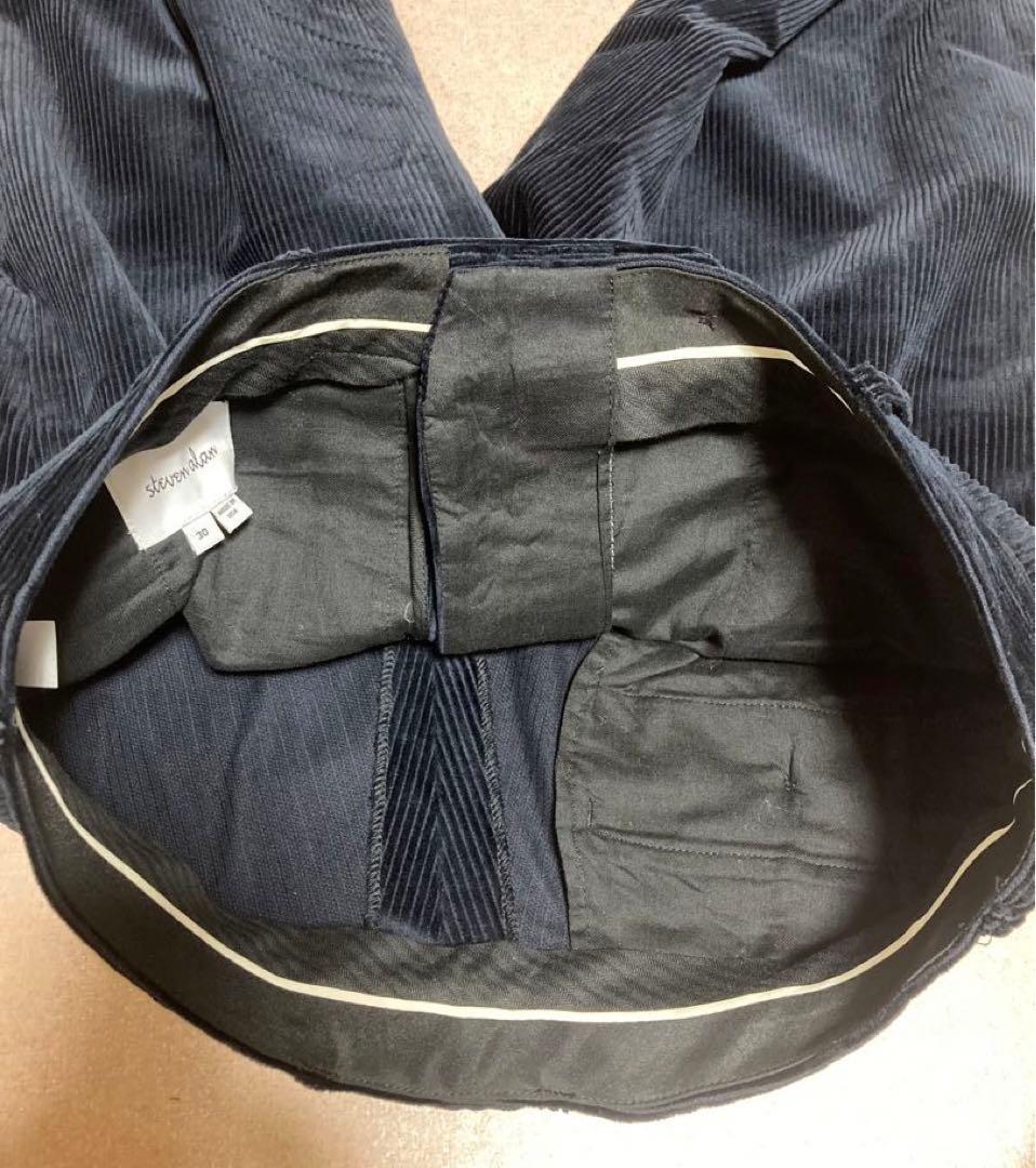 極美品 スティーブンアラン USA製 太畝 コーデュロイパンツ ブラックネイビー