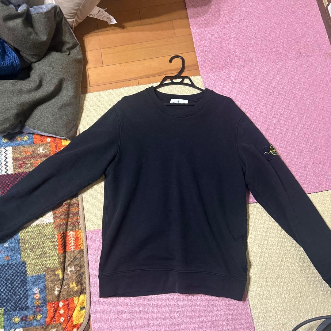 STONE  ブラック クルーネック スウェット