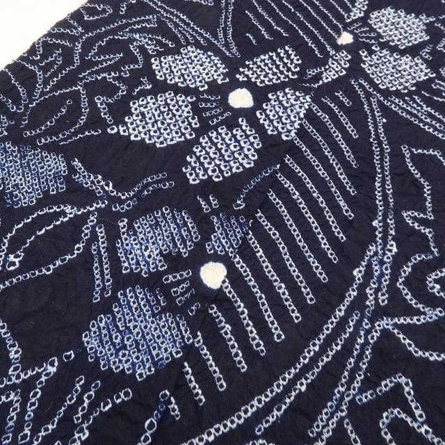 新品 有松鳴海絞り 夏着物 ”そっと忍ばせたひらがなの遊び心”高級浴衣 6563