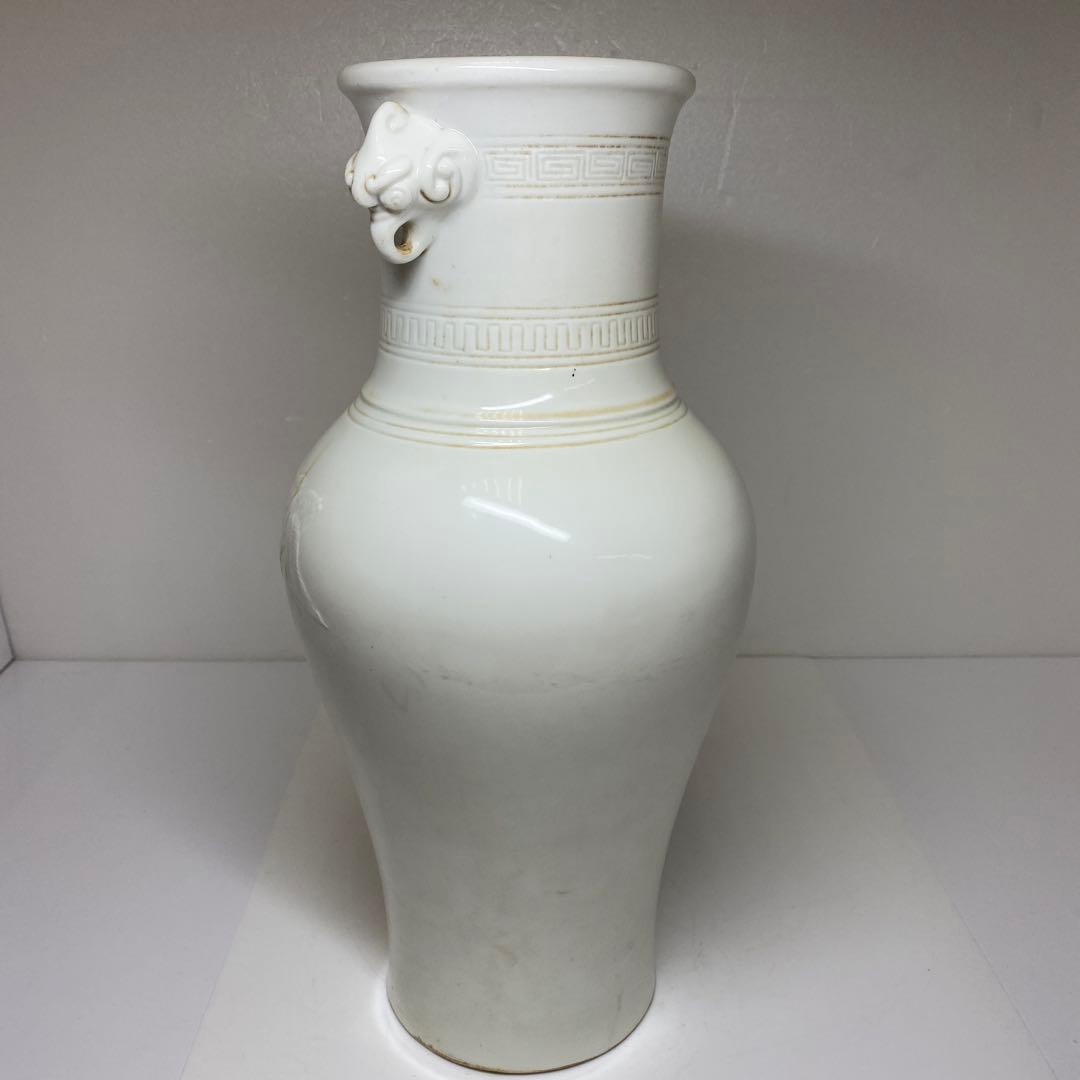 専用中国古玩　白磁花鳥図花瓶　高さ38㎝　東Y7-0210⑤タルサ