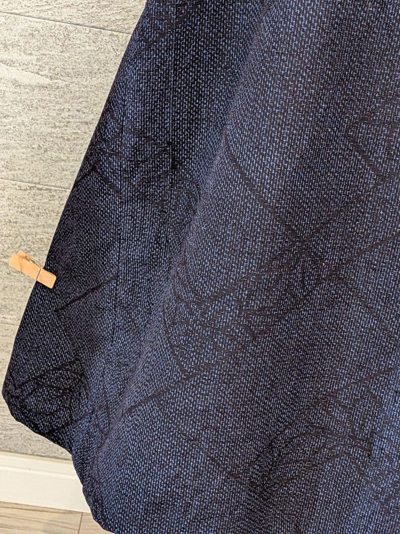 A259結城紬リメイクふんわり2way袖Aラインワンピース★ リボン・ブローチ