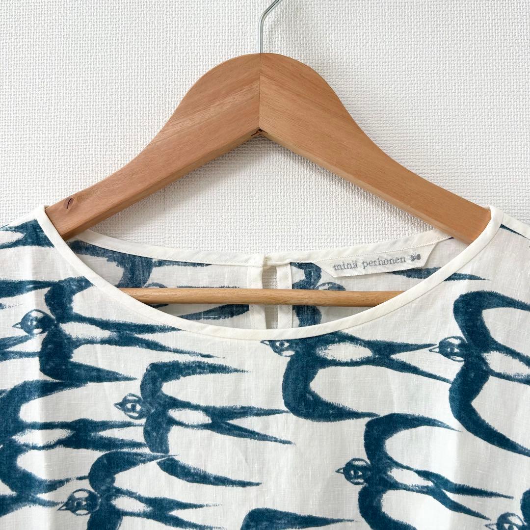 美品✨ミナペルホネン hello swallow ワンピース　鳥柄　38