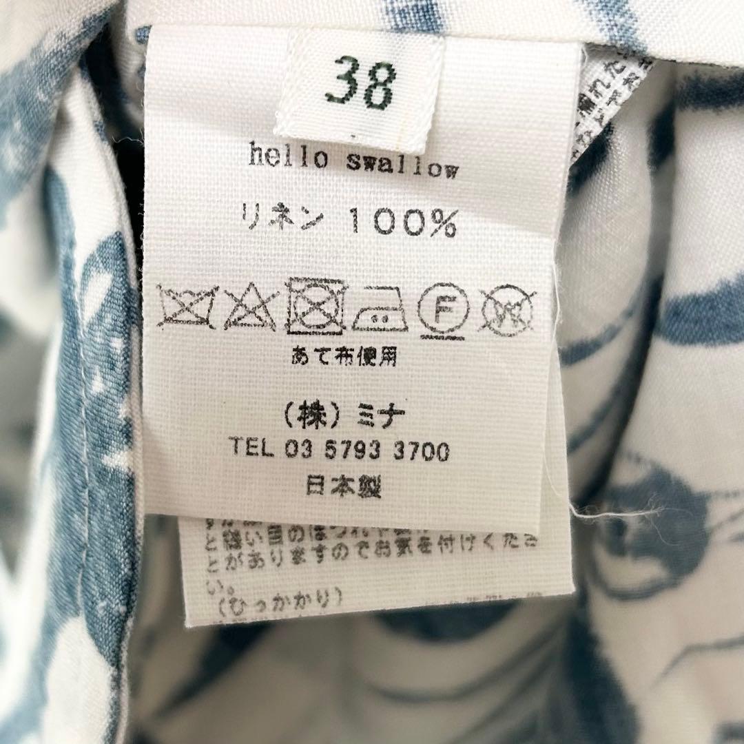 美品✨ミナペルホネン hello swallow ワンピース　鳥柄　38