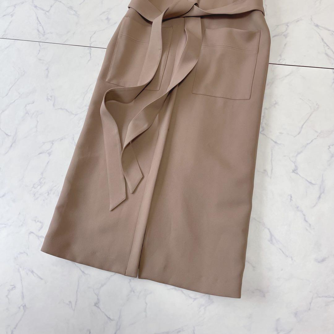 【未使用級】ELLIE エリー ロング ジレ ワンピース ベージュウエストベルト