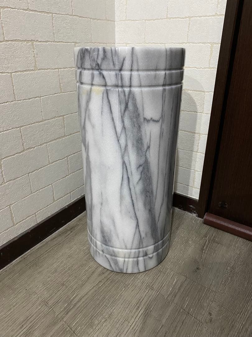 美品 大理石 傘立て 白/グレー マーブル柄 玄関装飾 アンブレラスタンド