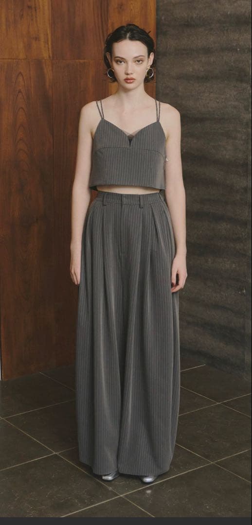 ANDRESD ピンストライプビスチェワイドパンツドレス　Mサイズ