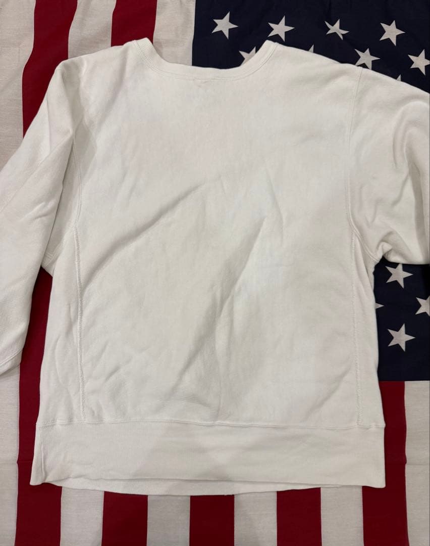 ★90s Champion リバースウィーブ無地 目有り 刺繍タグ白 USA★